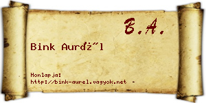 Bink Aurél névjegykártya